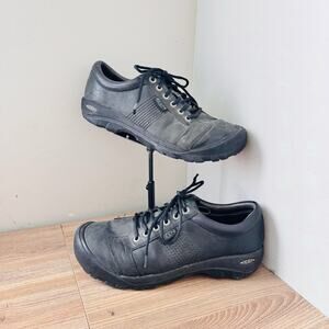KEEN Men's Austin casual shoes in black leather Size 12
